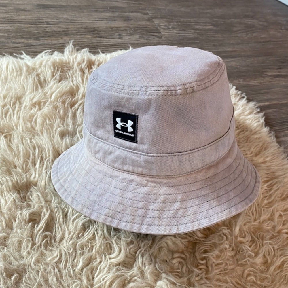 Under Armour Light Beige Bucket Hat with Logo Patch